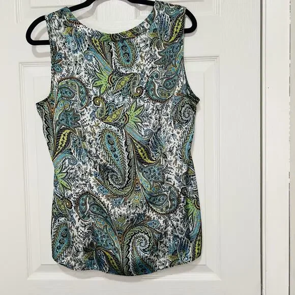 Jones Studio Separates Woman’s Multi Color Paisley Sleeveless Blouse Size XL EUC - Picture 9 of 12